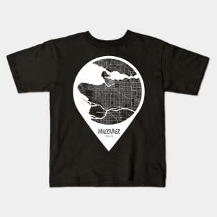 Vancouver, Canada City Map - Travel Pin Kids T-Shirt